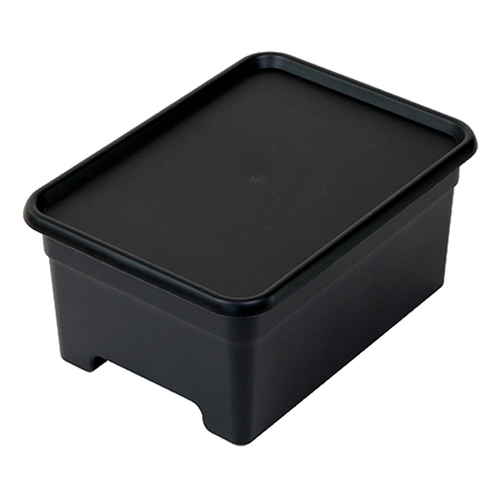 収納ボックス S 幅25×奥行34×高さ16cm オンボックス フタ付き プラスチック ブラック画像