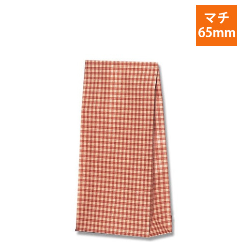 角底袋（ギンガム・赤・幅150×マチ65×高280mm)画像