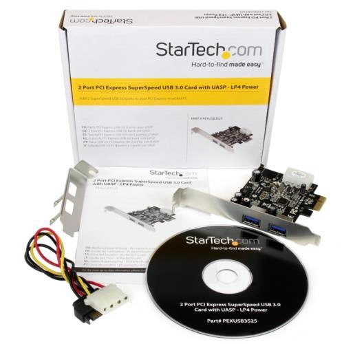 2ポートUSB　PCI　Expressインターフェースカード　1個 カードの基盤が見える状態、端子が上向きに配置されている