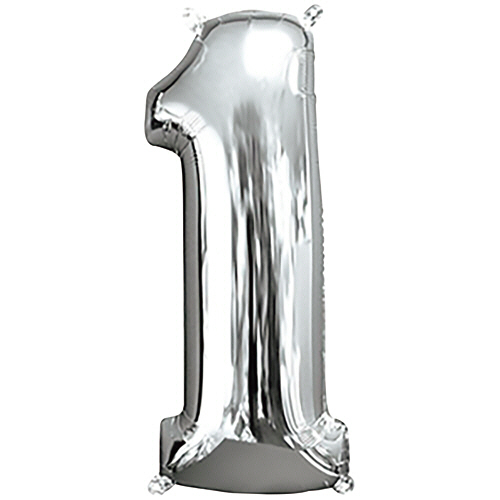 ﾚﾀｰﾊﾞﾙｰﾝ 数字 ｢1｣ ｼﾙﾊﾞｰ 1個画像