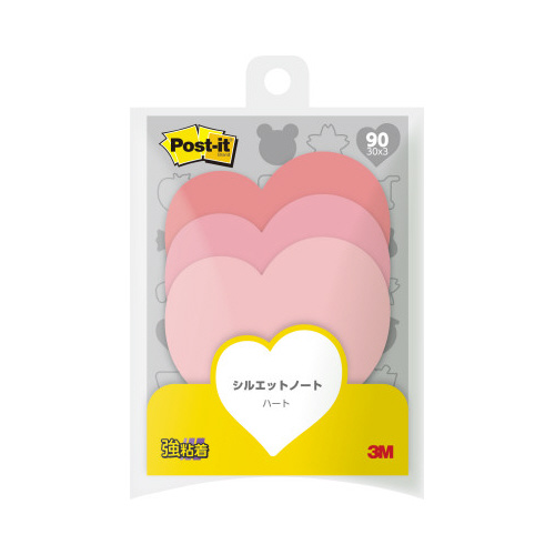 ポストイット　シルエットノート　強粘着　ハート画像