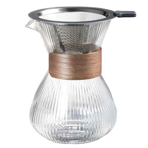 コーヒーサーバー PYREX コーヒーサーバー400mlブラウン ステンレスフィルター付き画像