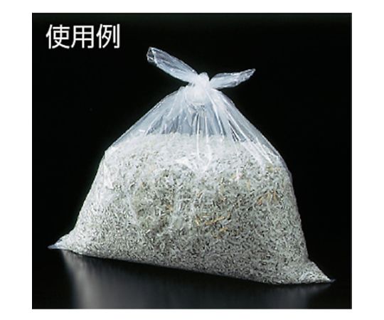 業務用ポリ袋　厚み0.05X90L　10枚入 透明なポリ袋が束になっている様子、厚みがわかる状態