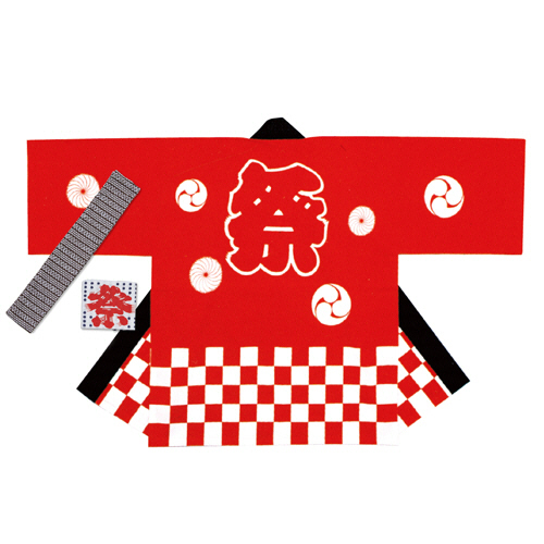 祭袢天 市松赤 大人M 1枚画像