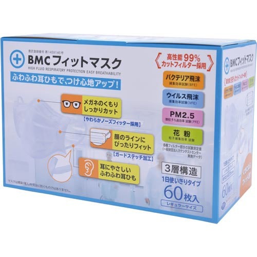 ＢＭＣフィットマスク　レギュラー　６０枚画像