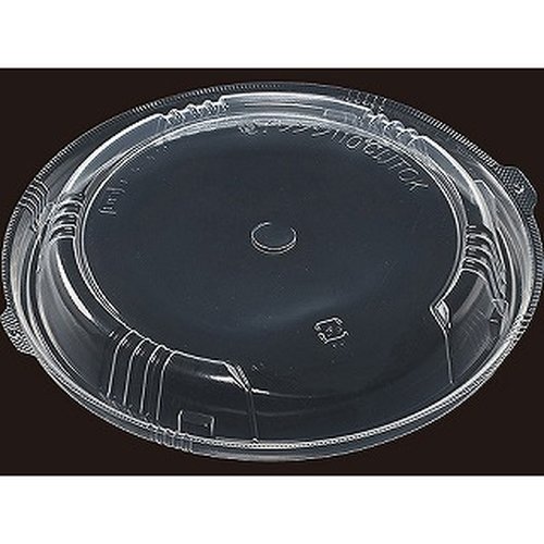 T-MFP鍋丸20内嵌合C字蓋PP 黒い鍋にC字型の透明な蓋が載せられている様子