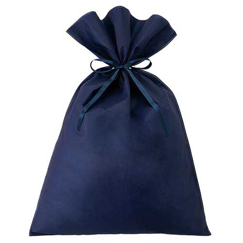 ソフトバッグベーシック2穴リボン巾着 S9 厚 紺画像