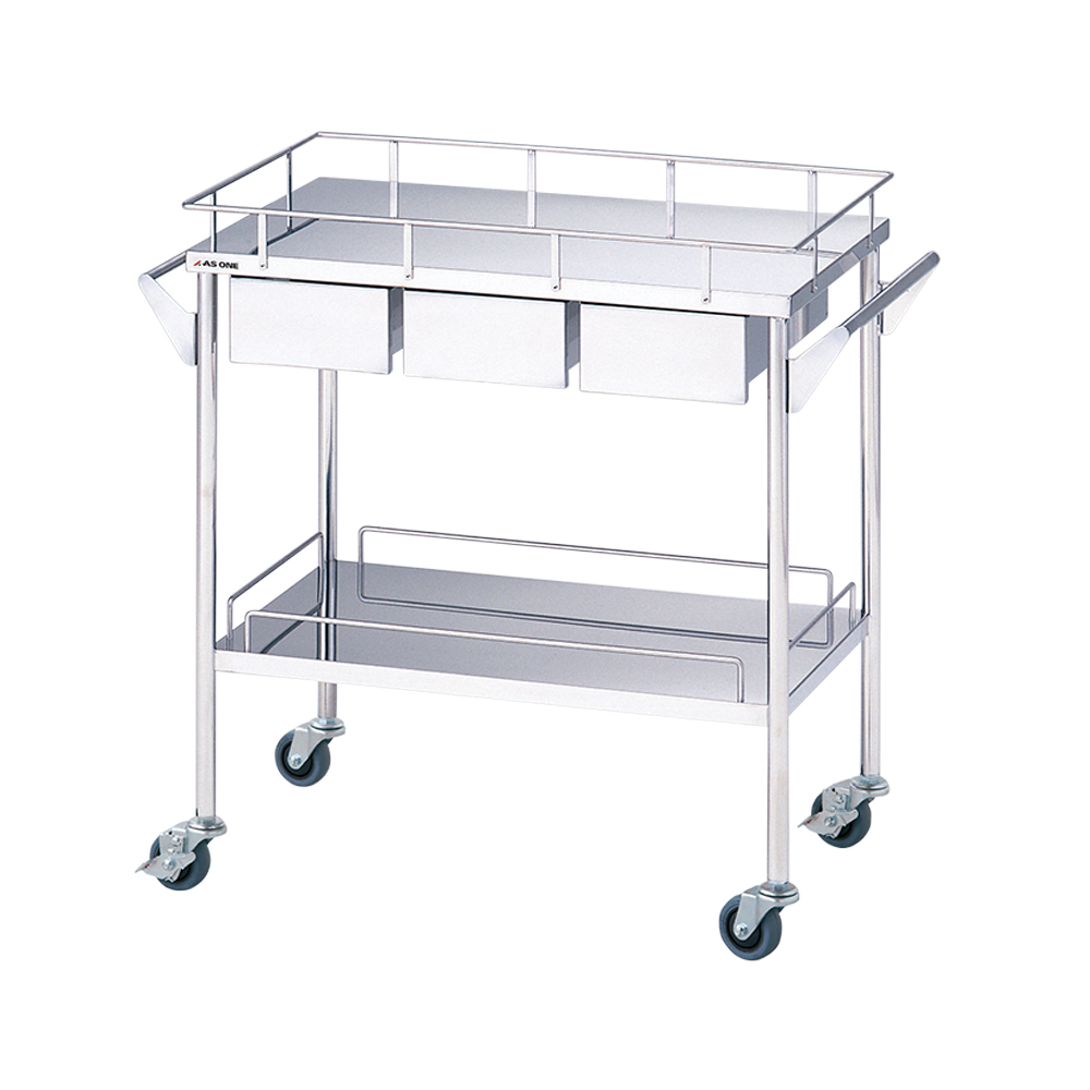 ステンレスグリーンカート(静音タイプ) 2段 引出付(3個) 870×450×835mm画像