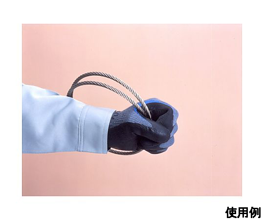 [L] 手袋(ポリエステル、綿・天然ゴムコート) 手袋が横向きに置かれ、天然ゴムコート部分の質感が強調されている状態