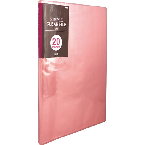 ｼﾝﾌﾟﾙｸﾘｱｰﾌｧｲﾙ A4ﾀﾃ 20ﾎﾟｹｯﾄ 背幅10mm ﾋﾟﾝｸ 1冊画像