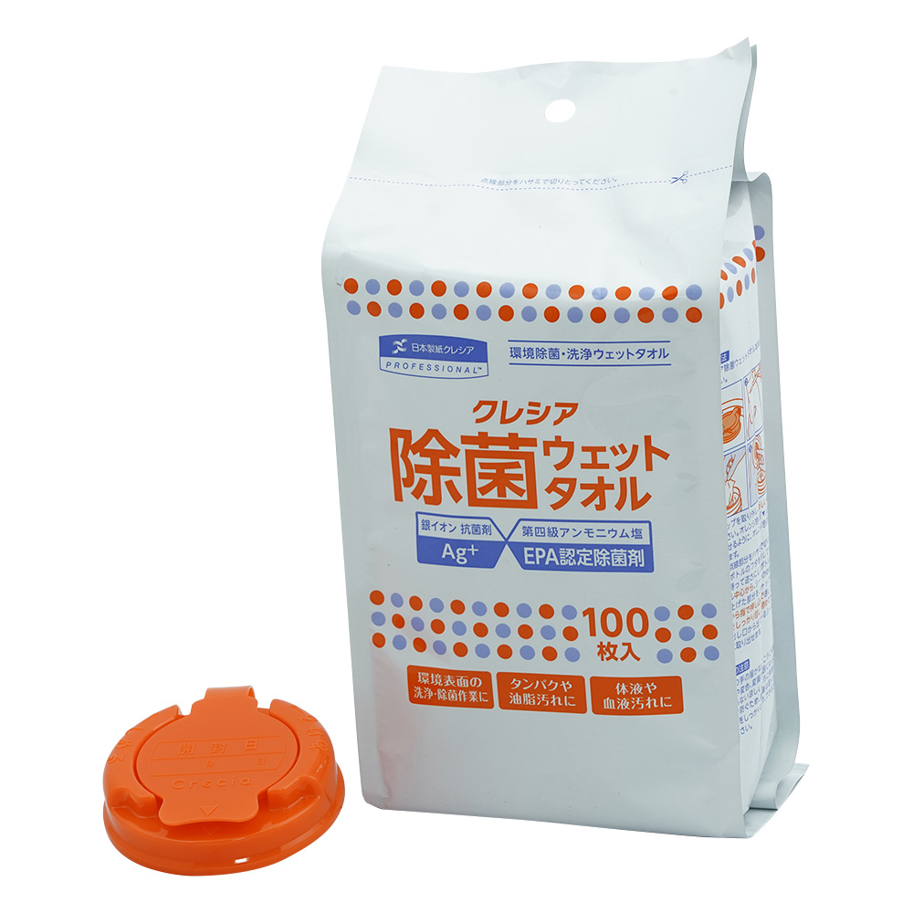 クレシア 除菌ウェットタオル ボトルタイプ詰替用 100枚入画像