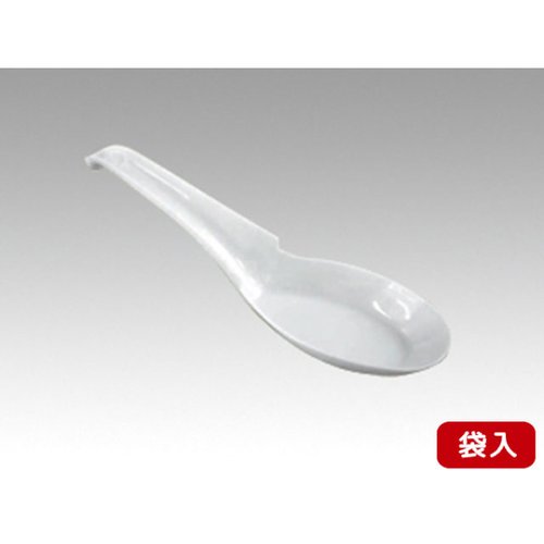 使い捨てレンゲ 袋入 レンゲスプーン アサヒ徳島 透明な袋に入った白いレンゲが数本並んでいる様子