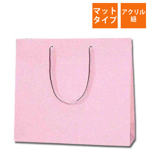 手提げ紙袋（ピンク 塗工・アクリル紐・幅330×マチ100×高さ290mm）画像