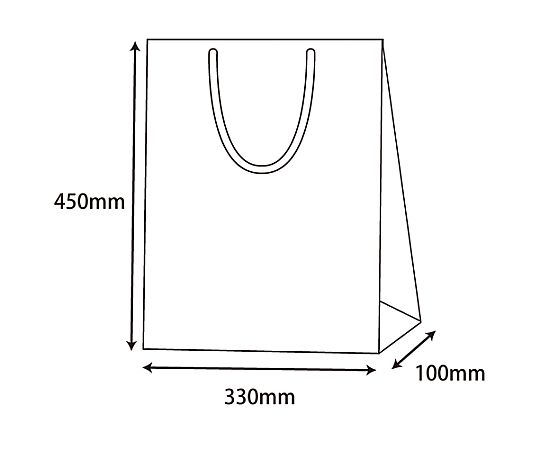 330x100x450mm 紙袋(フィルム加工/紫紺/10枚) 紫紺の紙袋がフィルム加工され、横からの視点で10枚まとめて見える状態