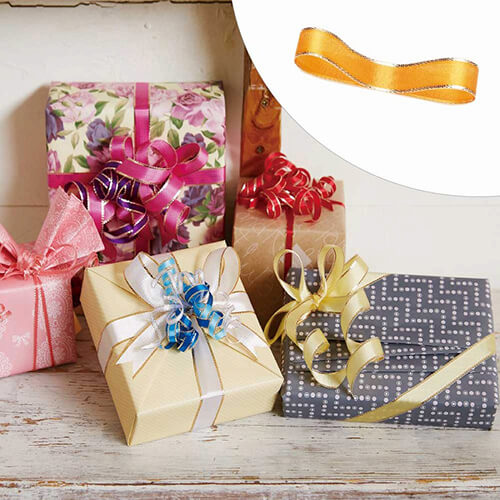 ギフト包装やラッピングが簡単に華やかに！カール可能な山吹色のリボン