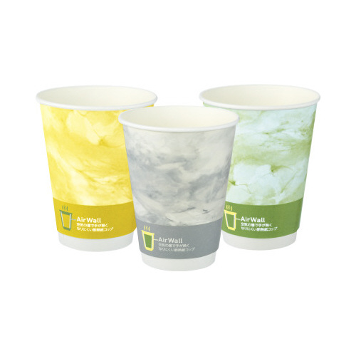 空気の層で手が熱くなりにくい断熱紙コップ１２オンス画像