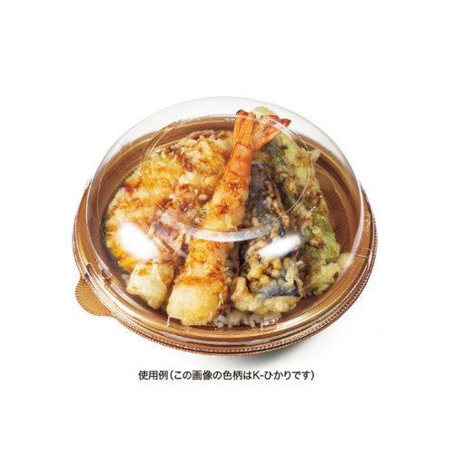 どんぶり容器 バイオ のぞみ 丸180-43B K-あじわい赤J10 リスパック 滑らかな赤い表面を持つ容器の側面と、広い口が見える状態