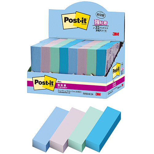 ﾎﾟｽﾄ･ｲｯﾄ 強粘着見出し ﾏﾙﾁｶﾗｰ2 50×15mm 4色 1ﾊﾟｯｸ(32冊)画像