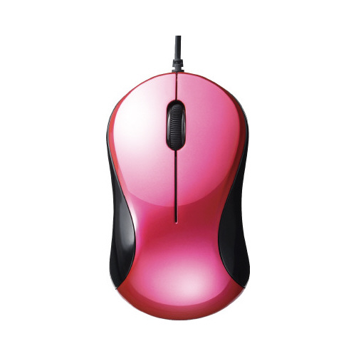 有線　静音　３ボタンマウス　ピンク画像