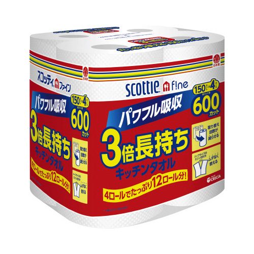 スコッティ３倍長持キッチンタオル１５０カット４Ｒ