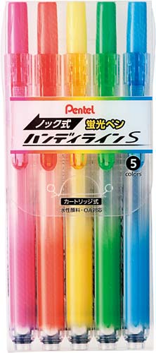 ノック式　ハンディラインＳ　５色パック×５