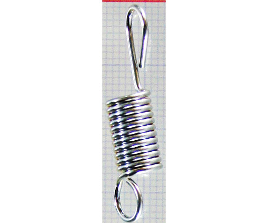 ユニクロメッキ　引バネ　線径1mm×外径7mm×自由径30.5mm 金属製のバネが光沢を帯びて並ぶ様子