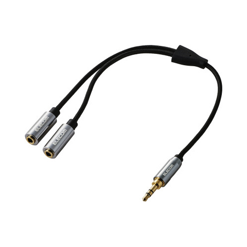 オーディオ分配ケーブルナイロンメッシュ０．２ｍ黒