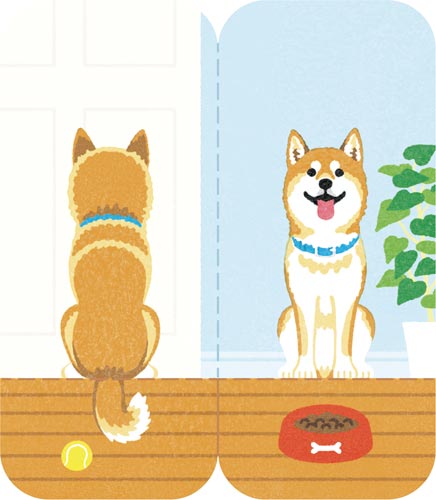 フタマタフセンイラスト００１イヌ画像