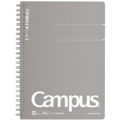 ｷｬﾝﾊﾟｽ ﾂｲﾝﾘﾝｸﾞﾉｰﾄ(ｶｯﾄｵﾌ) A5 無地 80枚 ｸﾞﾚｰ 1ｾｯﾄ(5冊)画像