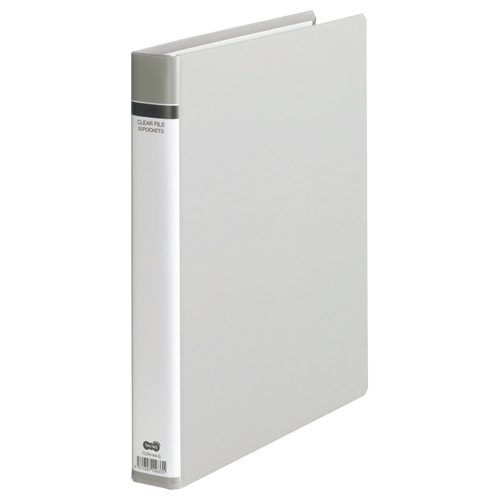 ｸﾘﾔｰﾌｧｲﾙ(貼り表紙) A4ﾀﾃ 30穴 25ﾎﾟｹｯﾄ付属 背幅42mm ｸﾞﾚｰ 1冊画像