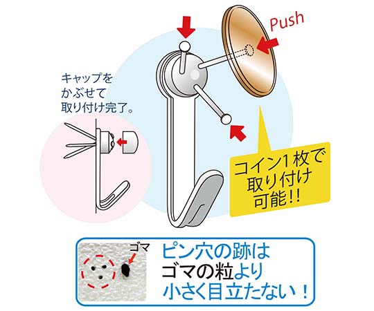 WAKI　Jフックダブル　徳用　ホワイト　7セット入 白いパッケージに7セットのフックが整然と収められている様子