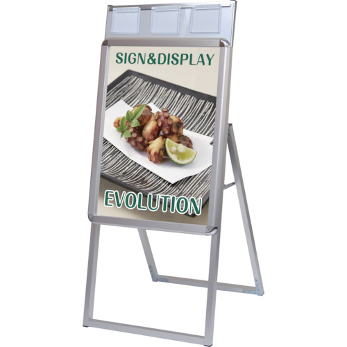 ﾎﾟｽﾀｰｸﾞﾘｯﾌﾟｽﾀﾝﾄﾞ看板 ｹｰｽ付屋内用 A2片面ｼﾙﾊﾞｰ 1台画像