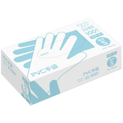 PVC手袋 ｴｺﾉﾐｰﾀｲﾌﾟ ﾊﾟｳﾀﾞｰなし S 1箱(100枚)画像