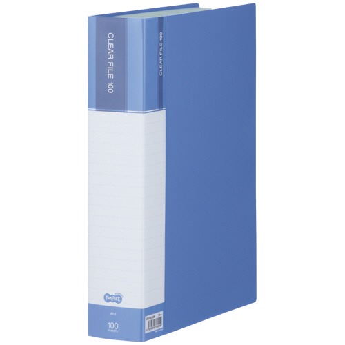 ｸﾘﾔｰﾌｧｲﾙ(台紙入) A4ﾀﾃ 100ﾎﾟｹｯﾄ 背幅62mm ﾌﾞﾙｰ 1冊画像