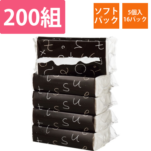 ソフトパックティッシュ　Graffiti　Line　200組/個　1セット(80個:5個×16パック)画像