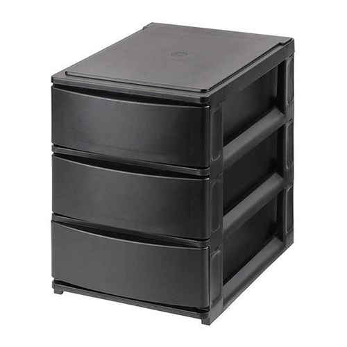 収納ケース 引き出し 幅19.5×奥行26.5×高さ26.5cm A5 浅3段 ブラック画像