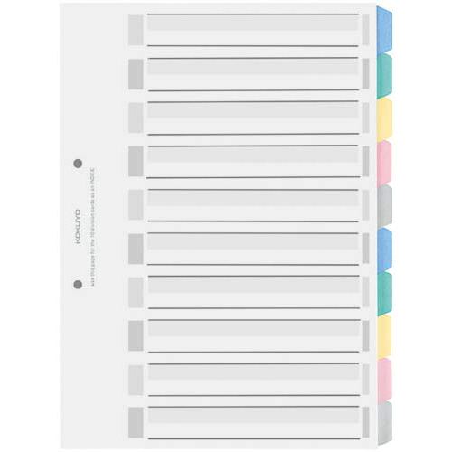 カラー仕切カードＰＰ　Ａ４縦　１０山　５組画像