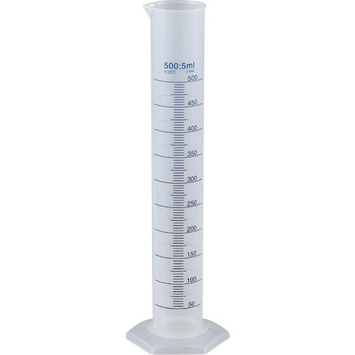 ﾒｽｼﾘﾝﾀﾞｰ PP製 青目盛付 500ml 1個画像