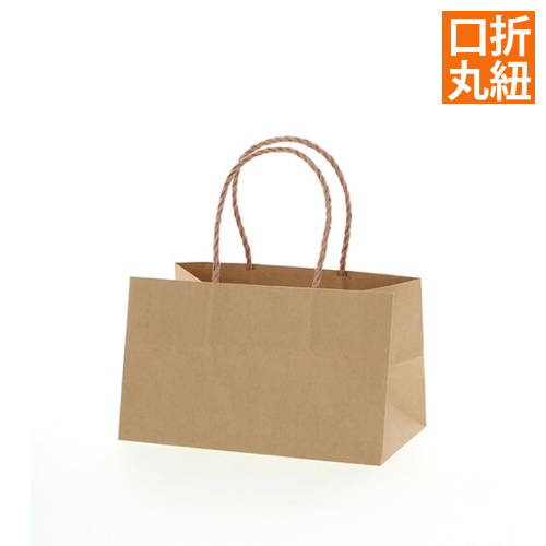 手提げ紙袋（茶・口折丸紐・幅250×マチ150×高さ150mm）画像