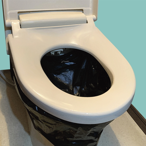 非常用トイレ　トウヨウケース　キンキュウヨウトイレキット　10PETK-01 パッケージの上部に保持されたデザインが見える状態