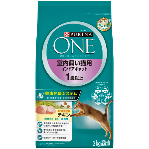 ﾋﾟｭﾘﾅﾜﾝｷｬｯﾄ 室内飼い猫用 ｲﾝﾄﾞｱｷｬｯﾄ 1歳以上 ﾁｷﾝ 2kg 1ﾊﾟｯｸ画像