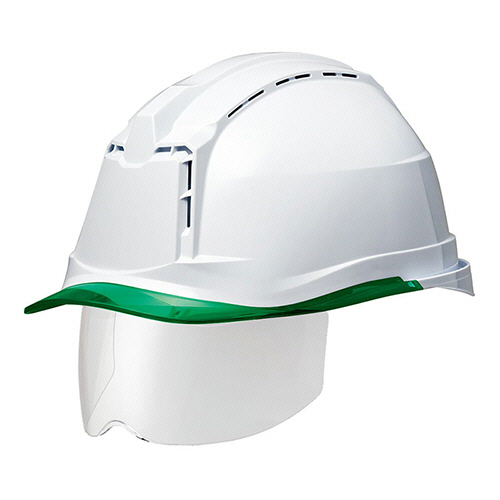 PC製ﾍﾙﾒｯﾄ(αﾗｲﾅｰ･ｸﾘｱﾊﾞｲｻﾞｰ･ｼｰﾙﾄﾞ面･通気孔) ﾎﾜｲﾄ/ｸﾞﾘｰﾝ 1個画像