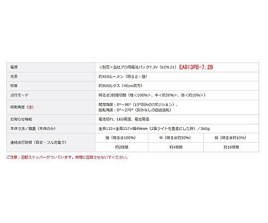 [充電式] LEDライト(本体) 持ち手付きで横から撮影された本体の光が点灯している様子