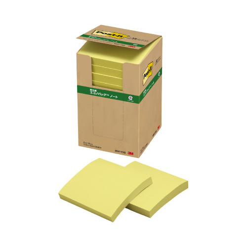ポストイット　再生紙ノート　７５×７５　黄　２４冊画像