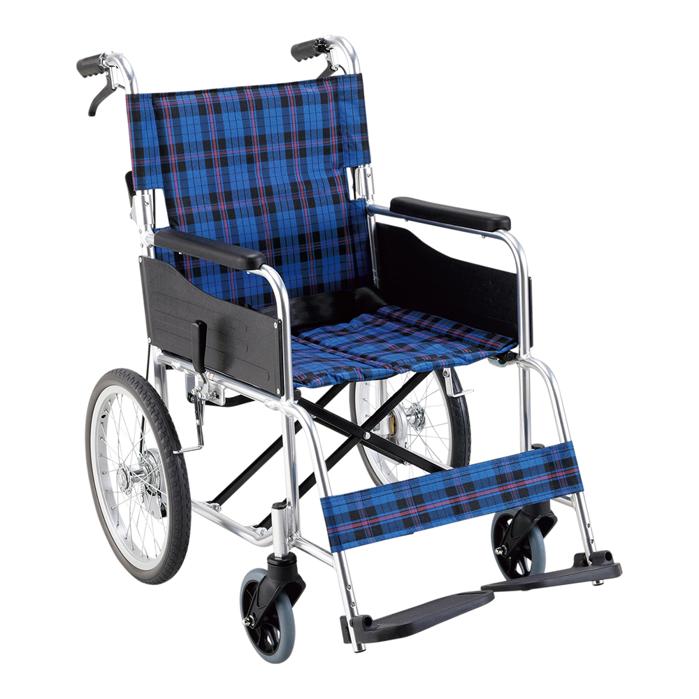 車いす　W60×D96.5×H87.5cm　ネイビーチェック画像