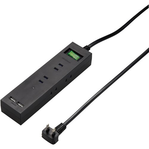 ３方向から挿せる６個口ＵＳＢタップ　ブラック画像