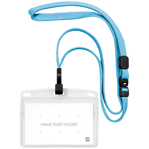 吊り下げ名札 ﾌｯｸ式 ﾖｺ名刺ｻｲｽﾞ ﾐﾝﾄﾌﾞﾙｰ 1ﾊﾟｯｸ(10個)画像