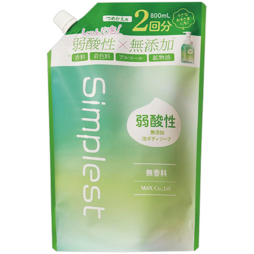 Simplest 弱酸性無添加泡ﾎﾞﾃﾞｨｿｰﾌﾟ つめかえ用 800mL 1個画像