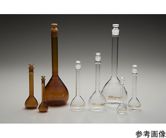特注　メスフラスコ　茶　300mL　透明摺画像