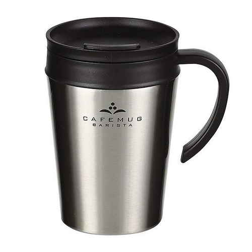 マグカップ 400ml スンレス製 真空 フタ付 カフェマグ バリスタ ミラー画像